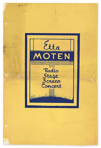 (ENTERTAINMENT--MUSIC.) Elaborate press kit for the singer Etta Moten.